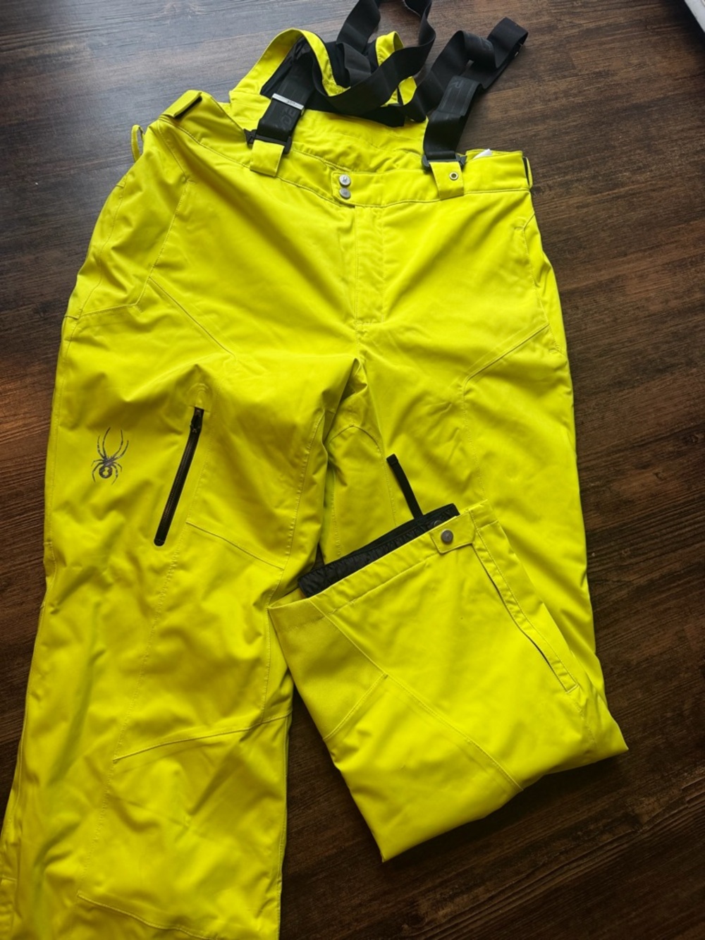 Spyder Neon Yellow Ski Bib with Black Accents